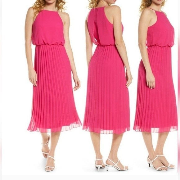 NWT Sam Edelman Pleated Pink Maxi Dress - Picture 6 of 16
